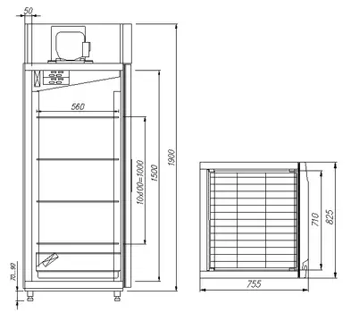 2 Шкаф для созревания мяса и сыра Полюс M700GN-1-G-MHC 9005